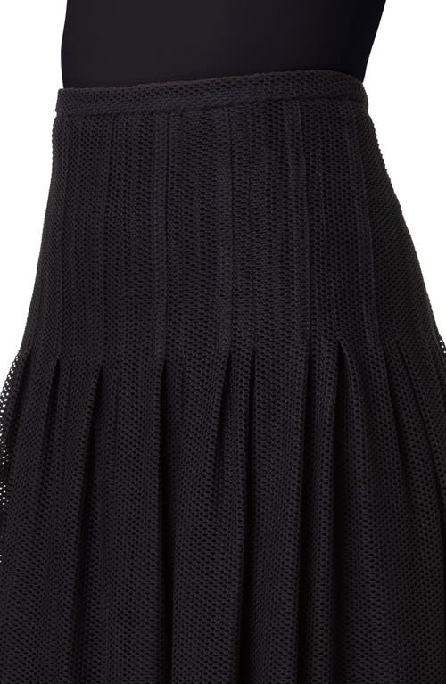 Shop Akris Punto Pleated Mesh Midi Skirt In Black