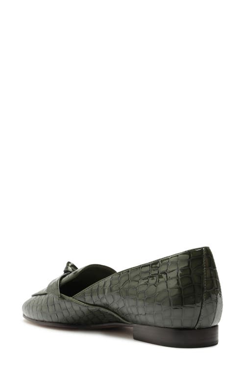 Shop Alexandre Birman Clarita Belgian Croc Embossed Loafer In Sage Leaf