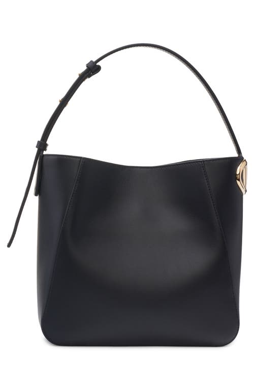 Shop Valentino Garavani Vlogo Leather Bucket Bag In 0no Nero