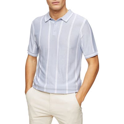 Topman Stripe Pique Polo, Blue