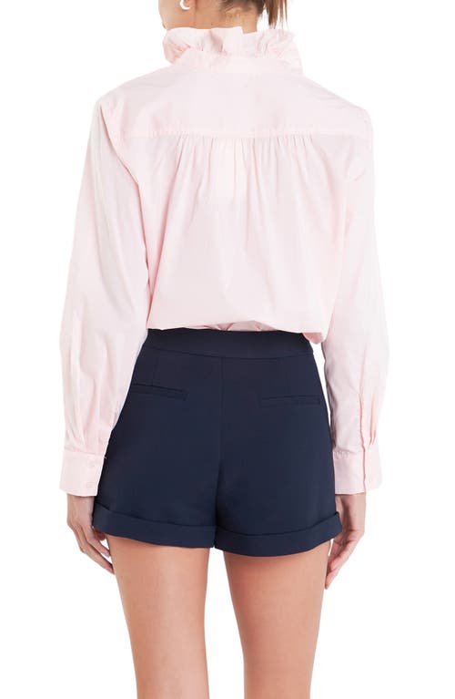 English Factory Ruffle Trim Button-up Shirt In Baby Pink