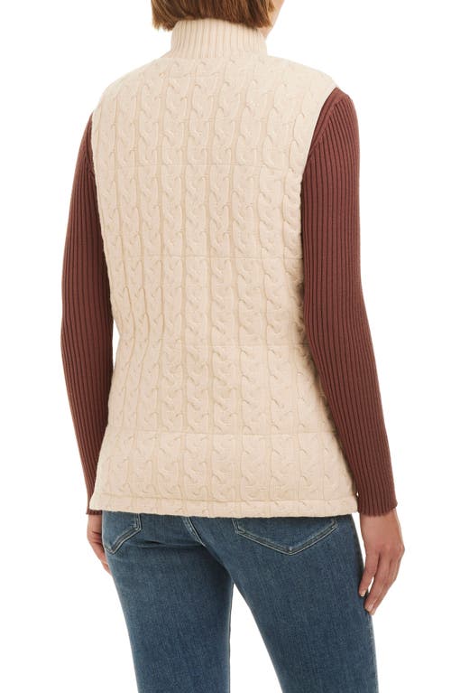 Sanctuary Reversible Zip Cable Stitch & Puffer Vest In Vanilla Latte