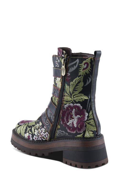 L'artiste By Spring Step Haruko Combat Boot In Black Multi