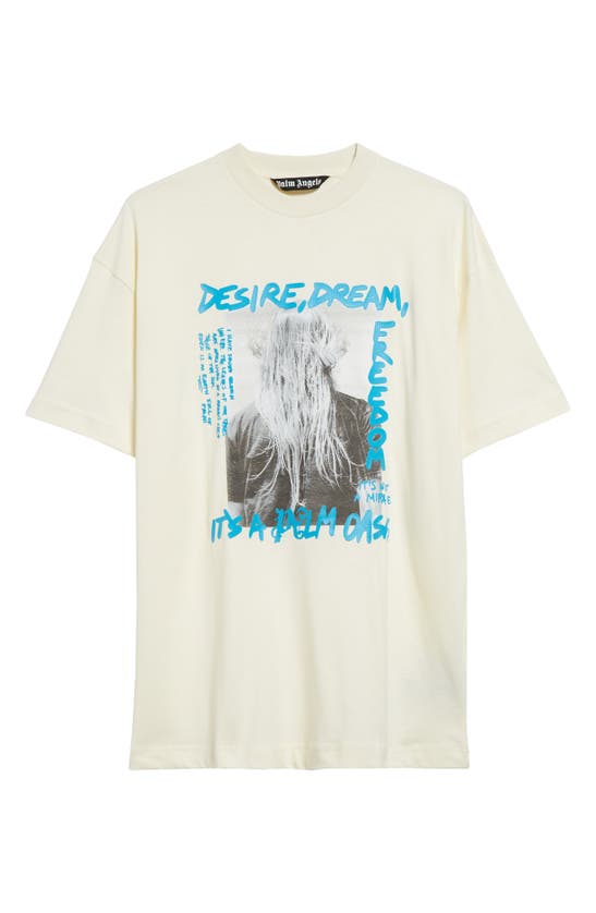 Shop Palm Angels Palm Oasis Graphic T-shirt In Off White Light Blue