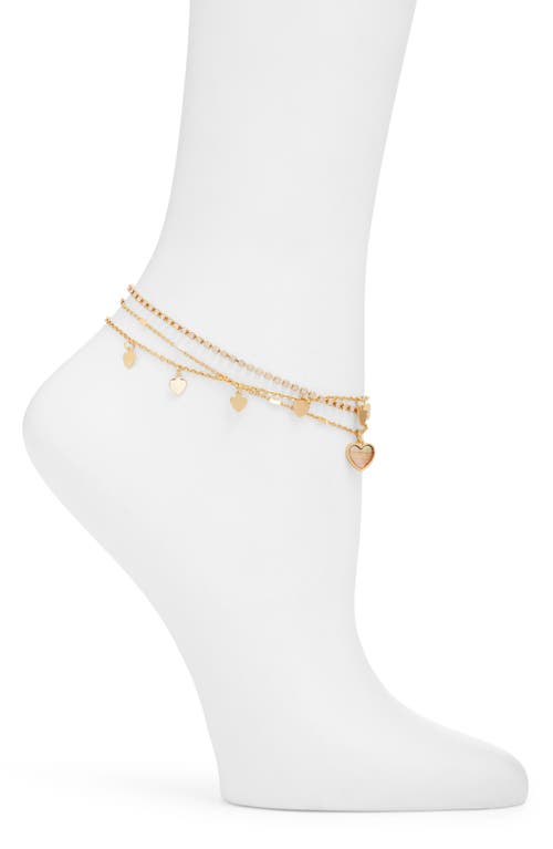Heart Charm Anklet in Gold- Pink