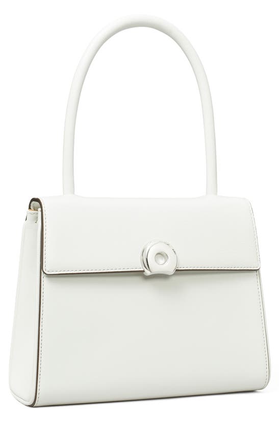 Shop Tory Burch Small Deville Leather Top Handle Bag In Blanc