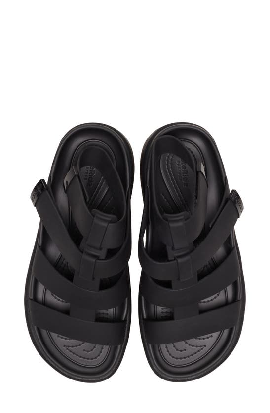 Shop Crocs Brooklyn Luxe Water Resistant Gladiator Fisherman Slide Sandal In Black/ Black