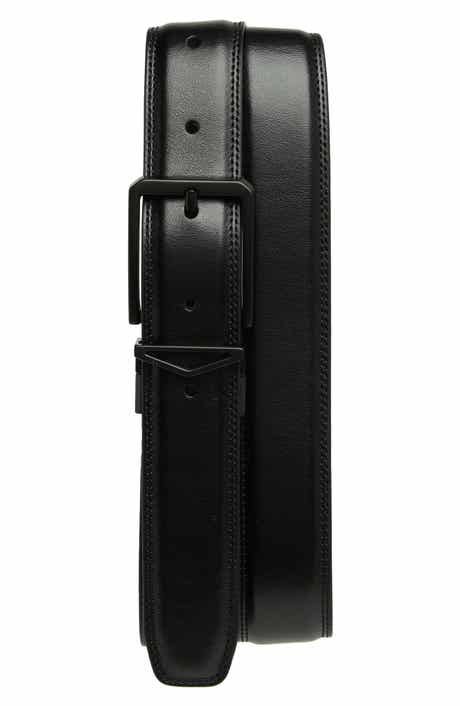 Calvin Klein Men's Reversible Dress Belt with Plaque Buckle, Black/Black,  Small (30-32) at  Men's Clothing store