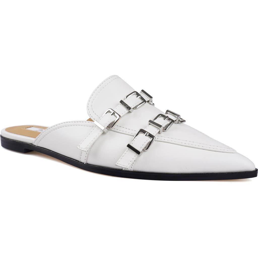 Zigi Roussih Pointed Toe Mule In White Leather