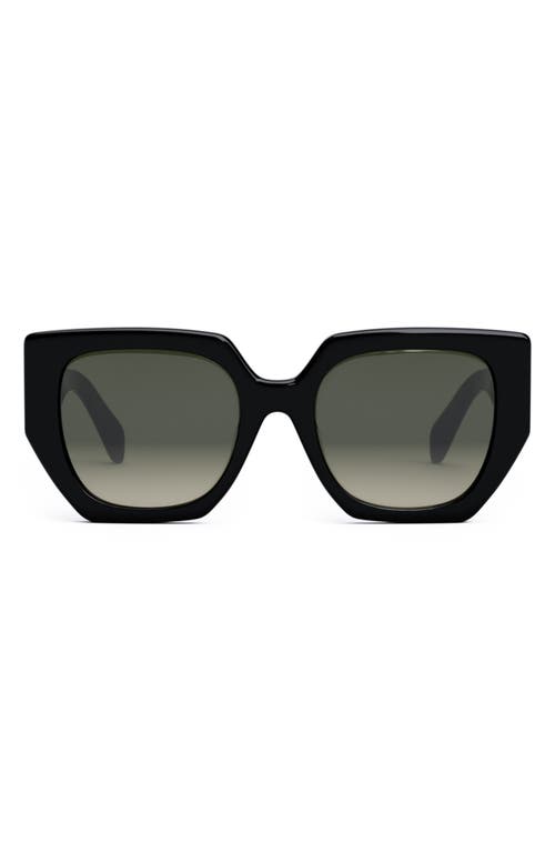 CELINE Triomphe 55mm Butterfly Sunglasses in Shiny Black /Gradient Brown at Nordstrom