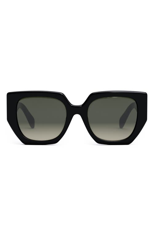 Celine Triomphe 55mm Butterfly Sunglasses In Shiny Black/gradient Brown