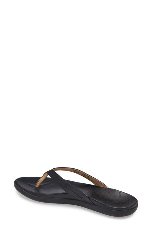 Shop Olukai Honu Flip Flop In Black/black