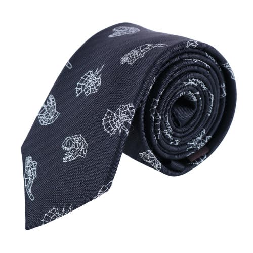 Trafalgar Dino Constellations Silk Novelty Necktie In Black