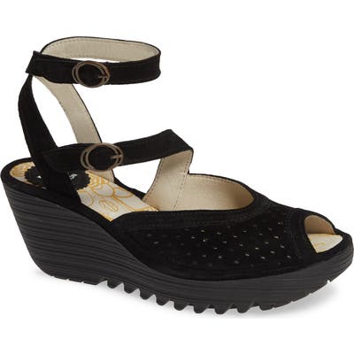 Fly London Yaxi Wedge Sandal, Black
