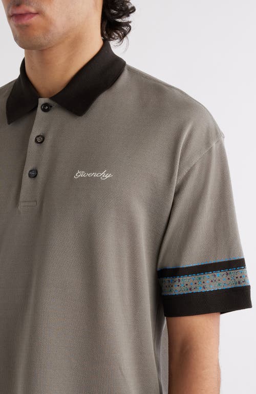 Shop Givenchy Logo Cotton Piqué Polo In Smoke Grey