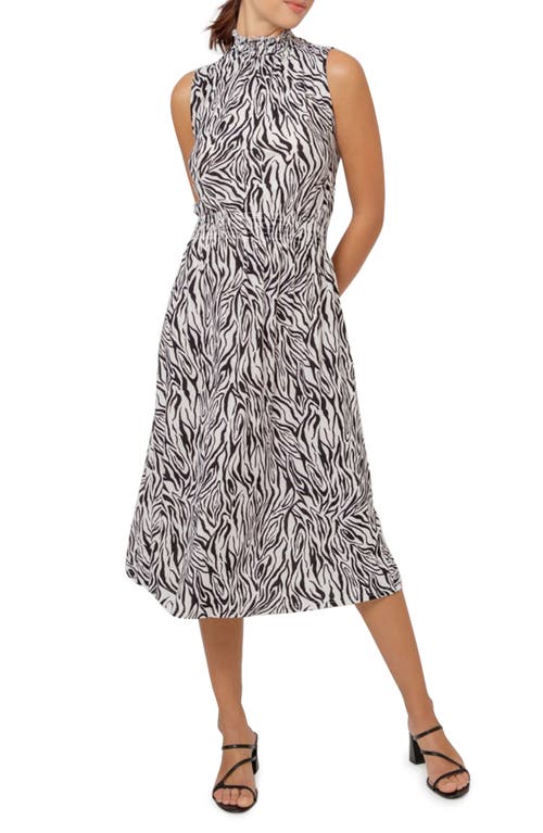 Leota Samantha Zebra Print A-Line Stretch Crepe Dress in Wzbb - Woodgrain Zebra
