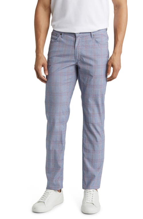 Brax Chuck Plaid Ultralight Slim Fit Five-Pocket Pants in Blue