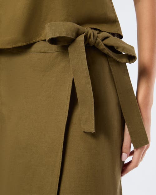 Shop Onia Air Linen Maxi Wrap Skirt In Olive