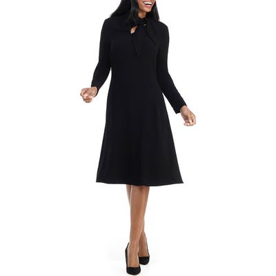 Maggy London Long Sleeve Tie Neck Dress