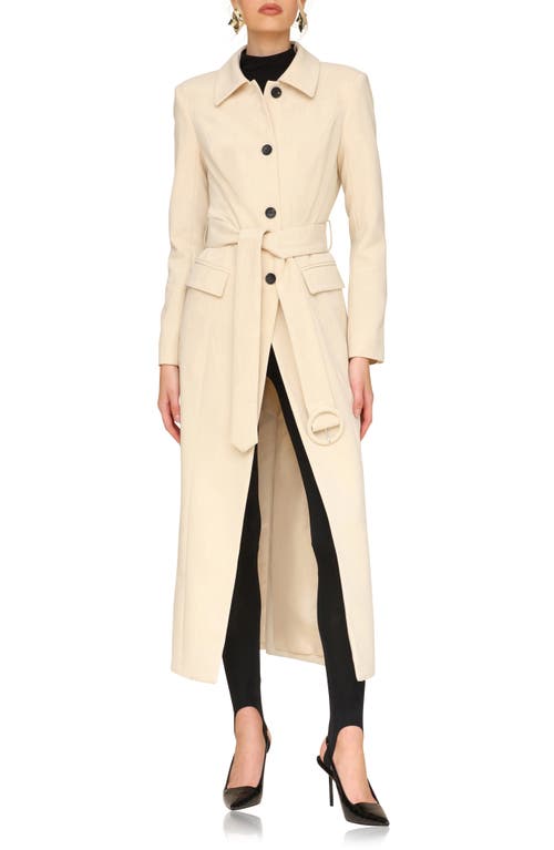 Shop Avec Les Filles Modern Cutaway Belted Long Coat In Banana Milk