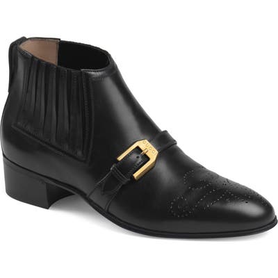 Gucci Worsh Buckle Bootie, Black