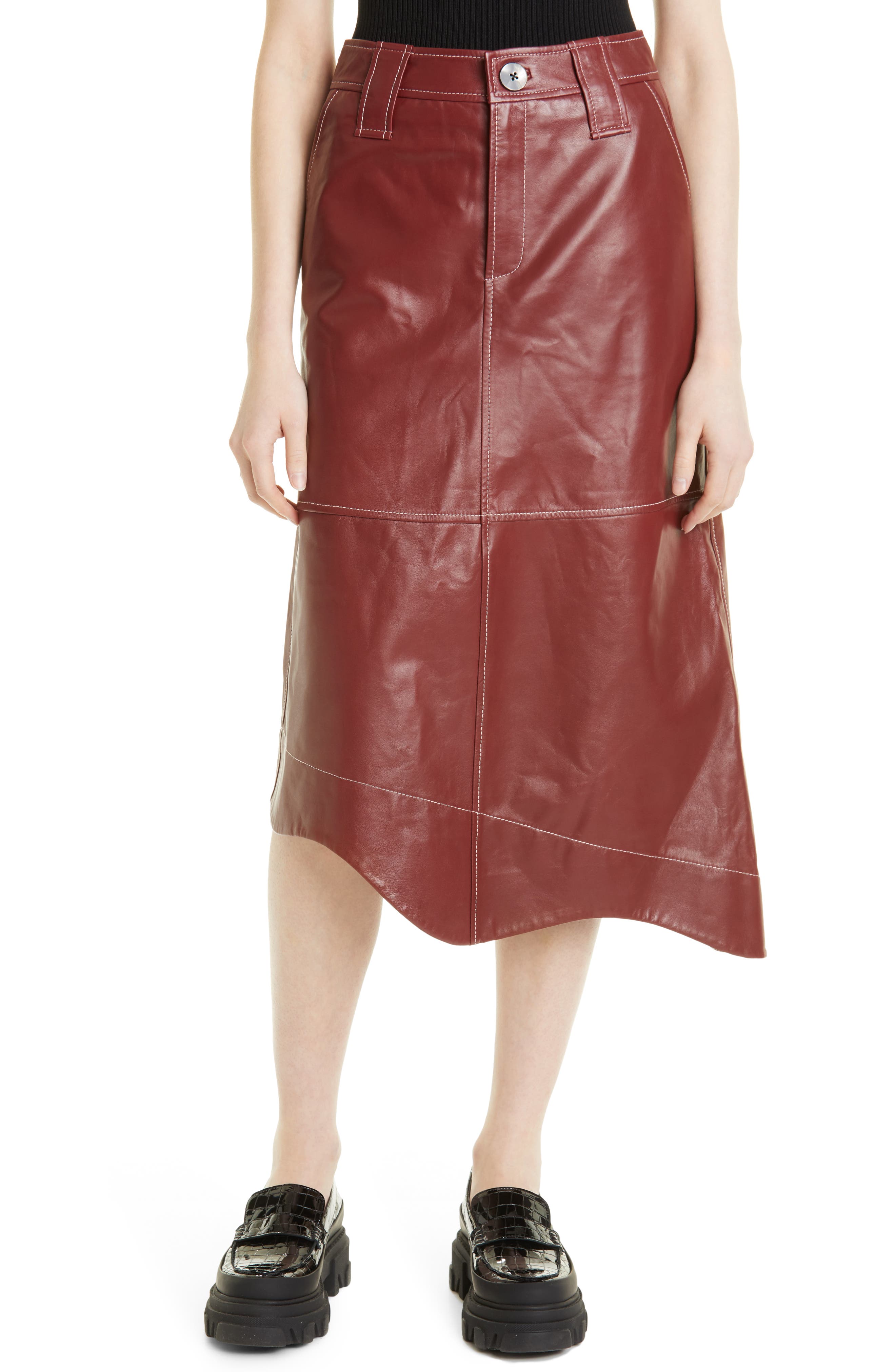 brown leather skirt nordstrom