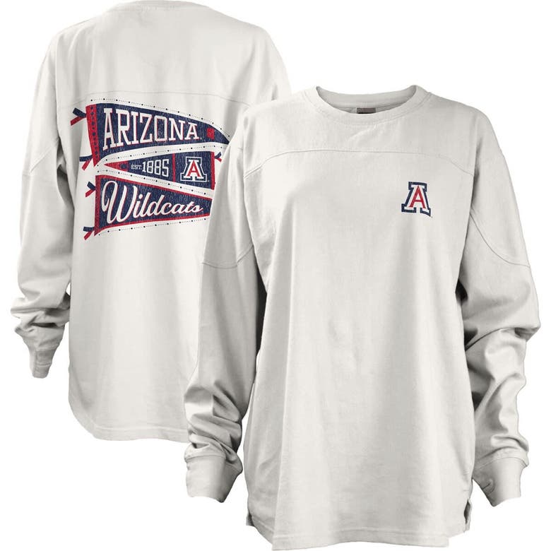 Shop Pressbox White Arizona Wildcats Pennant Stack Oversized Long Sleeve T-shirt