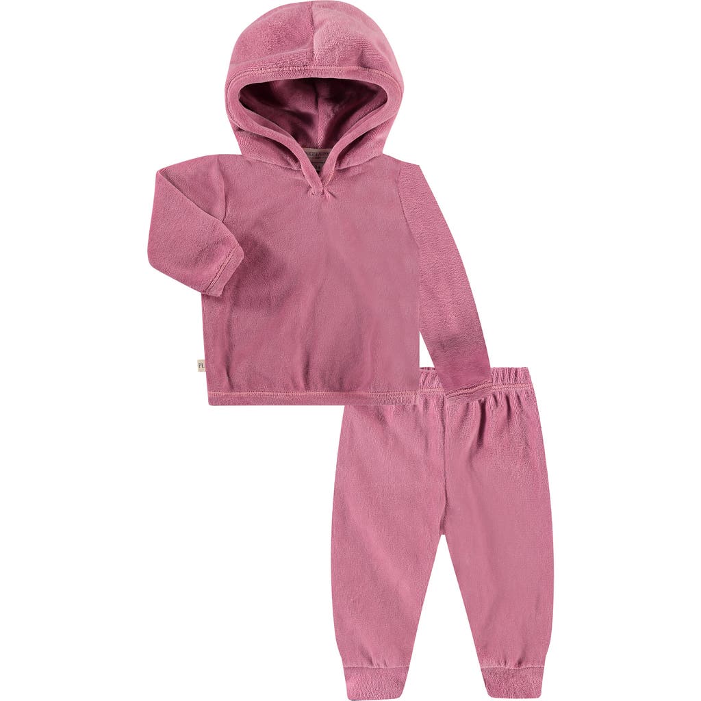 Paigelauren Velour Hoodie & Joggers Set In Light Pink