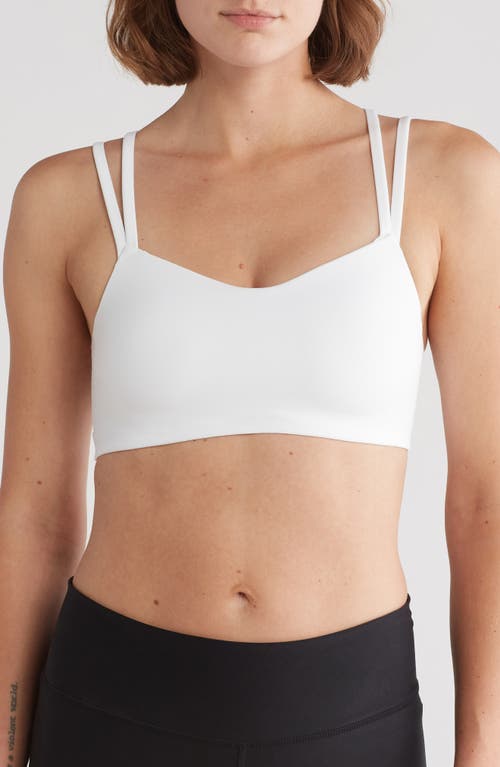 Nike Zenvy Strappy Sports Bra In White/pcg3c
