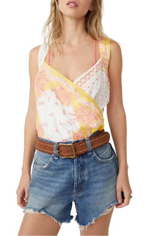 Free People Sweet Thing Mixed Print Cotton Bodysuit in Marigold Combo at Nordstrom, Size X-Large