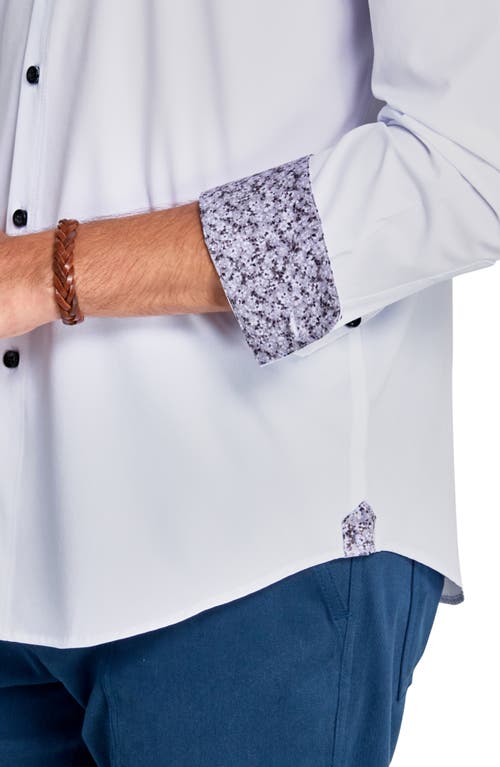 Brooklyn Brigade Solid Recycled 4-way Stretch Performance Stand Collar Shirt In White
