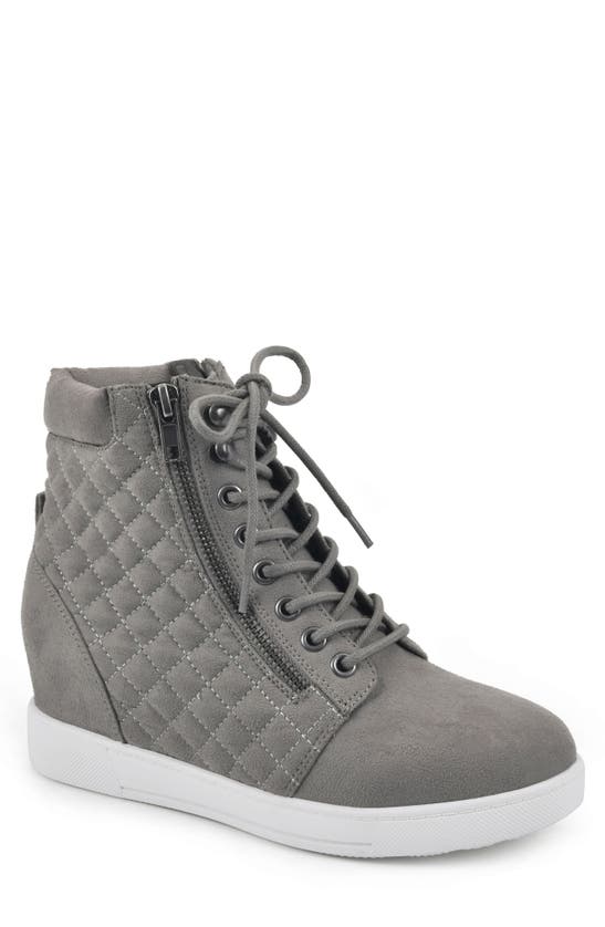 White Mountain Footwear White Mountain Unreal Quilted High Top Sneaker In Ltgrey/fabric