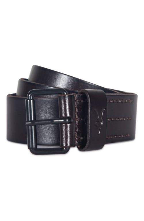 Shop Allsaints Solid Leather Belt In Bitter Brown/matte Black