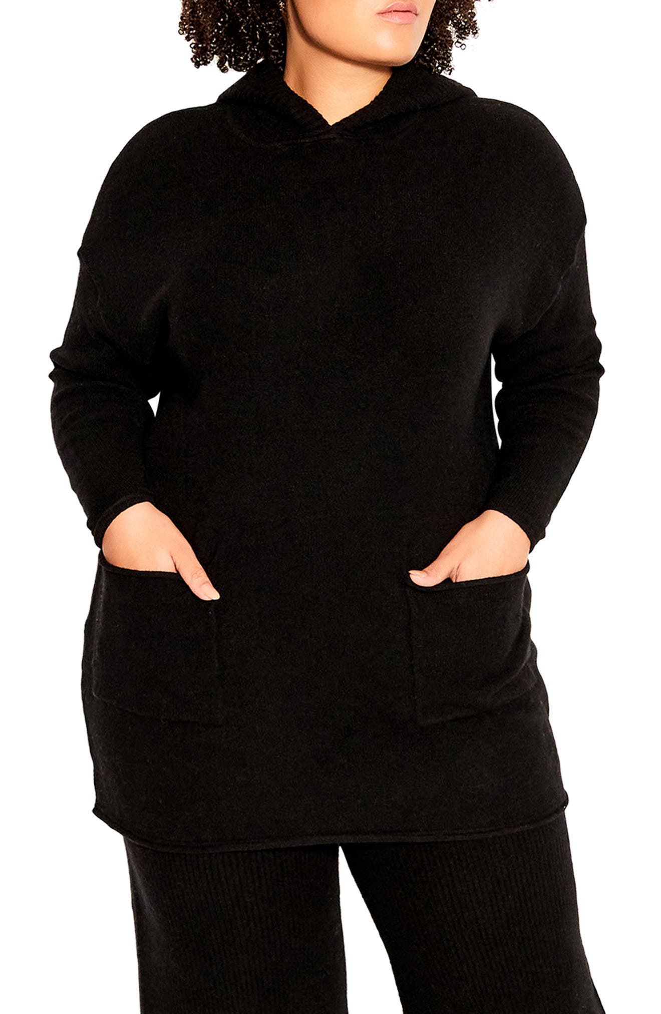 hooded longline sweater