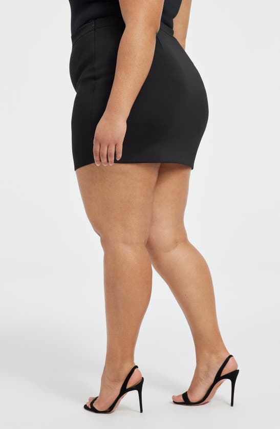 Good American Scuba Crystal Side Slit Mini Skirt In Black001