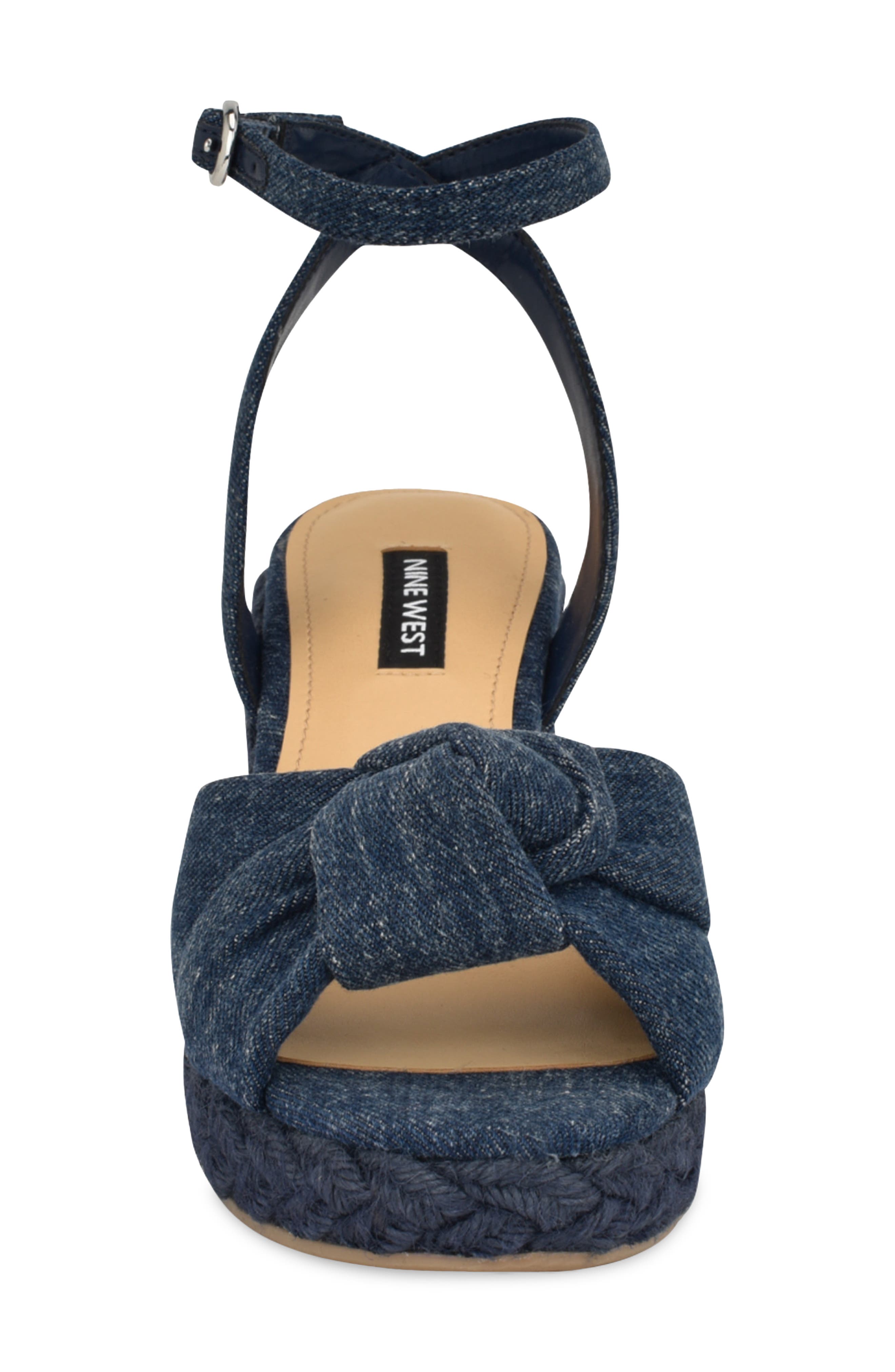 Nine West Women's NIKHIL7 Wedge Sandal - Square Toe Slip-On Casual Shoes