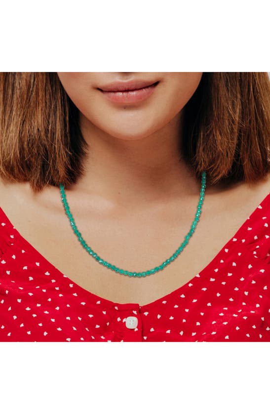Shop Delmar Fancy Cut Beaded Necklace In Green