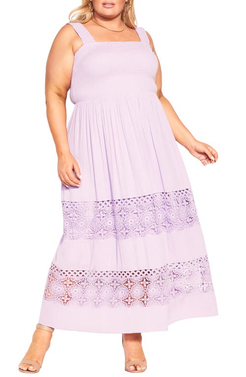 Shop City Chic By The Beach Lace Inset Maxi Sundress In Lavendula