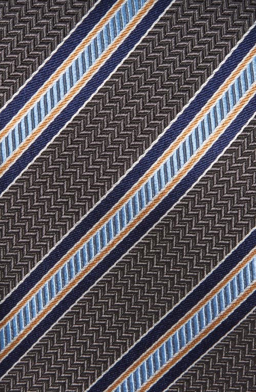 Shop David Donahue Stripe Silk Tie In Charcoal