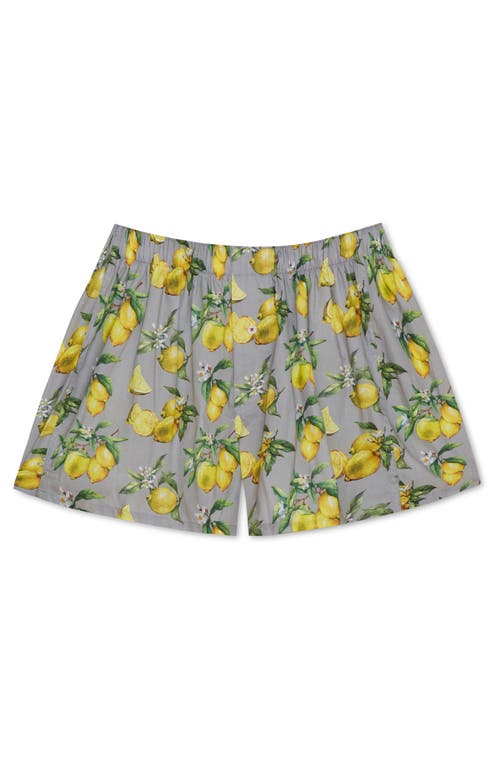 Shop Druthers Nyc Organic Cotton Watercolor Lemons Boxer Short In Lavender