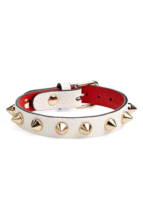 Christian Louboutin Loubilink Studded Leather Bracelet in Bianco/Gold