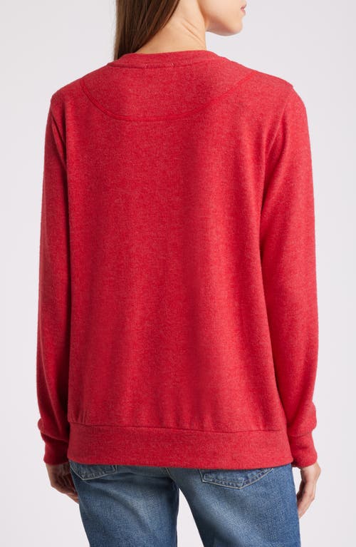 Loveappella Crewneck Brushed Jersey Top In Red