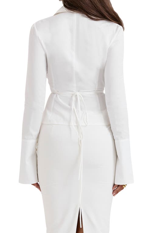 Shop House Of Cb Modern Fit Tie Back Shirt In White