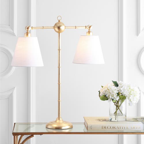Jonathan Y Ruth 2-light Library Metal Led Table Lamp In Gold Leaf
