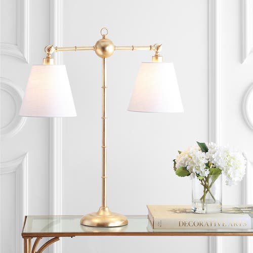 Shop Jonathan Y Ruth 2-light Library Metal Led Table Lamp In Gold Leaf