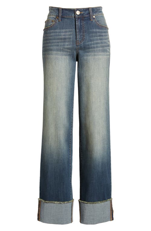 1822 Denim Cuffed Raw Hem Straight Leg Jeans In Flint