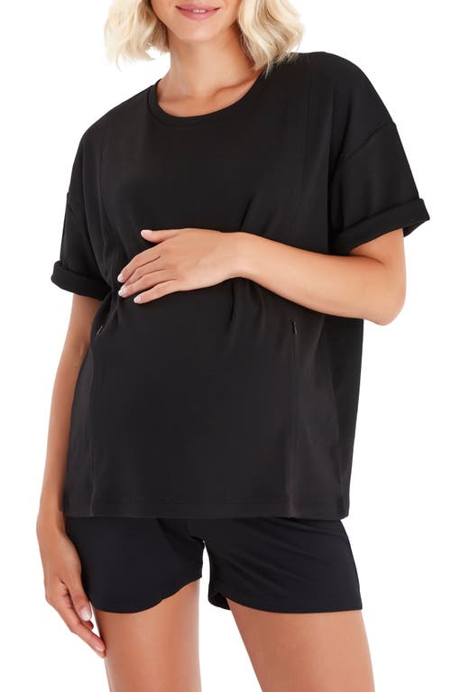 Side Zip Maternity/Nursing T-Shirt in Black