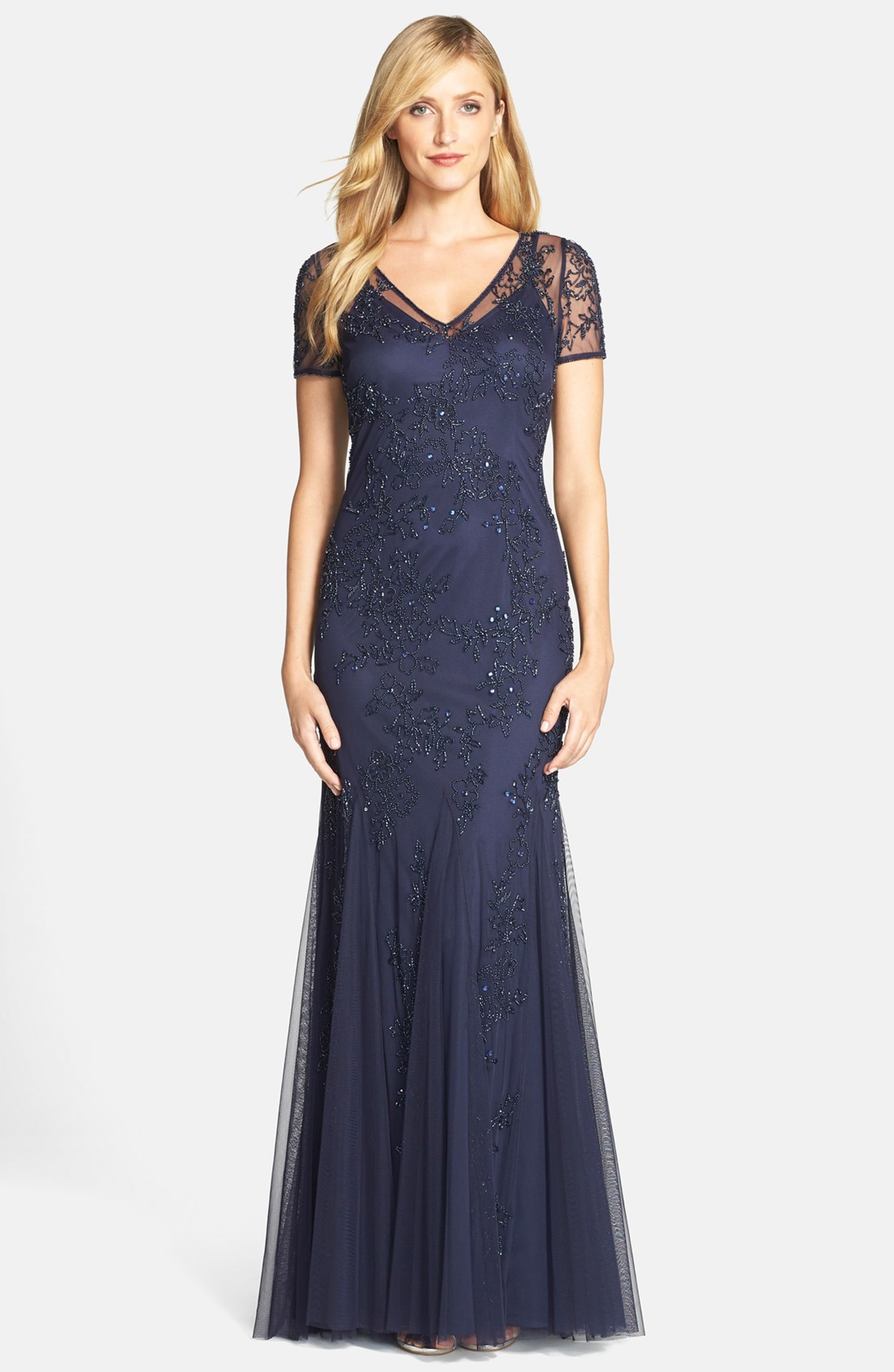 Adrianna Papell Beaded Illusion Gown | Nordstrom