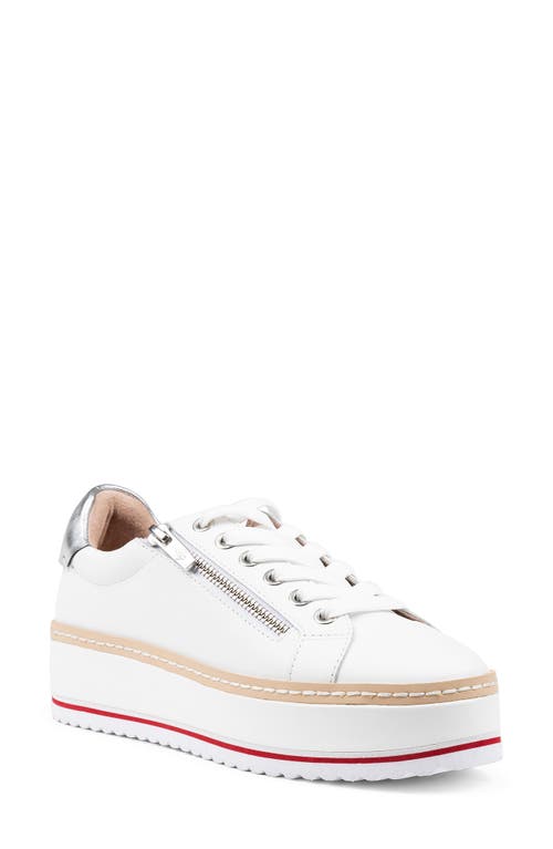 Donald Pliner Side Zip Platform Sneaker In White