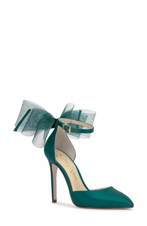 Phindies Ankle Strap Pointed Toe Pump in Gem Green